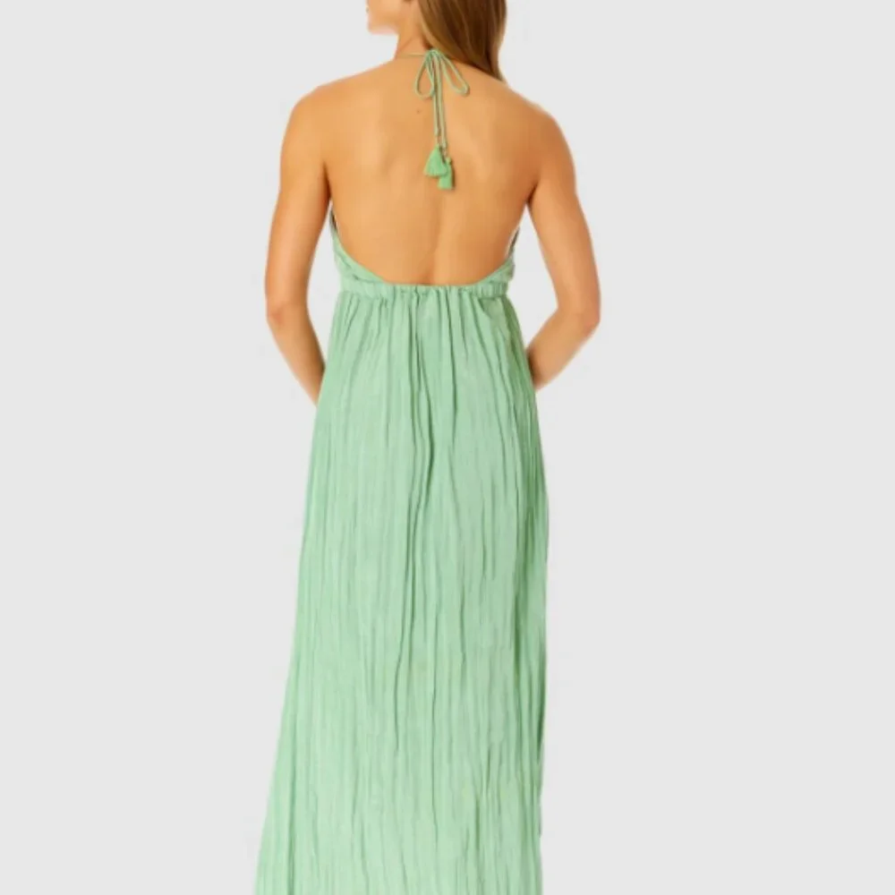 Ibiza Anne Cole Women's V-Neck Jewel Halter Maxi Cover-up Dress Size L  21176